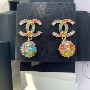 ❌SOLD❌ Authentic Chanel Crystal Gum Drop Earrings